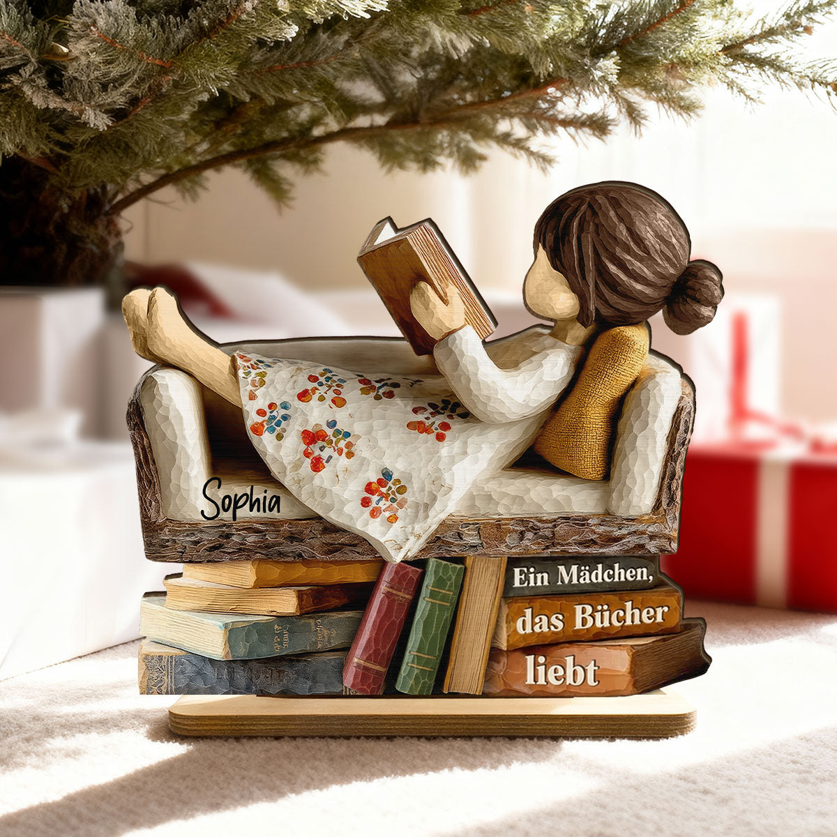 Personalisierter Holzaufsteller mit Namen für Bücherfans