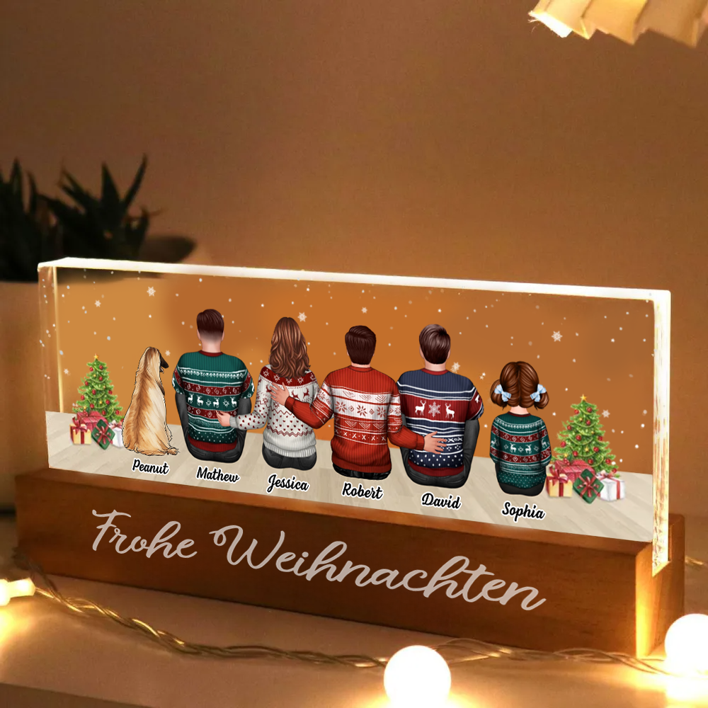 Personalisierte LED-Nachtlicht mit Familie, Katzen und Hunde Weihnachtsgeschenk