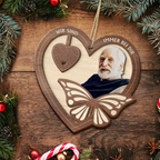 Personalisierter Holz-Weihnachtsanhänger mit Foto – Trauergeschenk mit Schmetterlingsmotiv