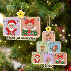 Personalisierter Holz-Weihnachtsanhänger für die Familie – Baummotiv mit Fotos & Text