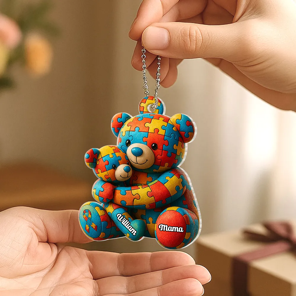 Mamabär und Bärchen - Personalisierter Acrylanhänger mit Namen
