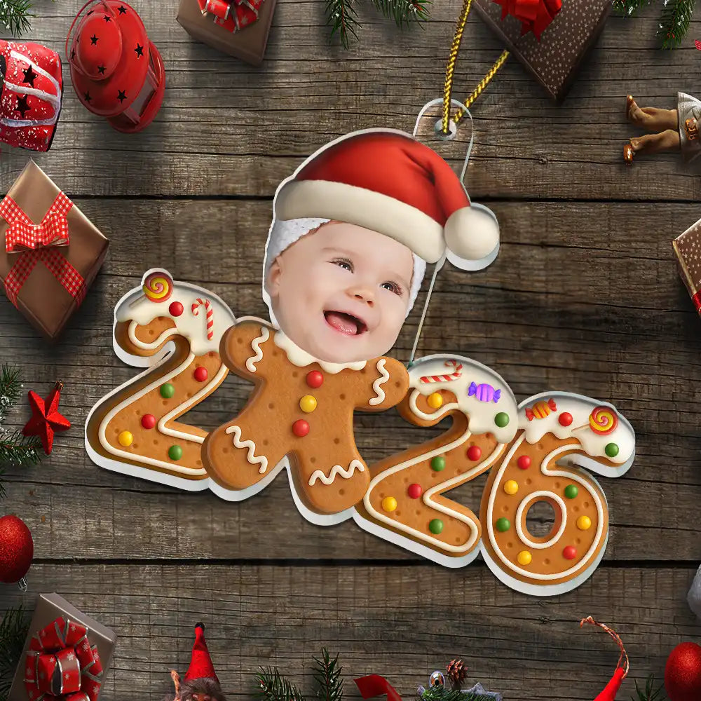 Personalisierter Acrylanhänger – „Baby 2025“ – Lustiges Lebkuchen-Design mit Foto