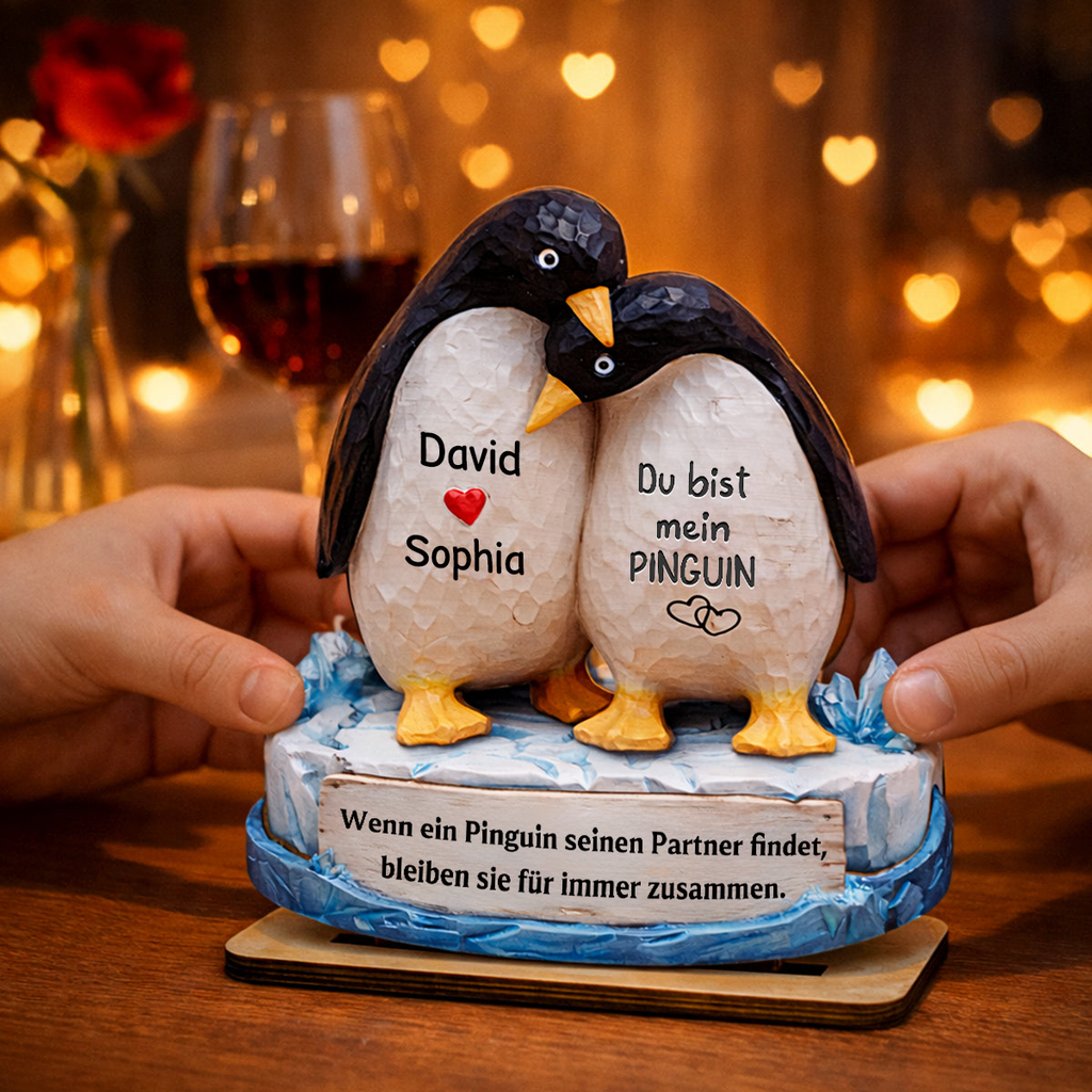Du bist mein Penguin- Personalisierter Holzaufsteller mit Namen Geschenk für Paar