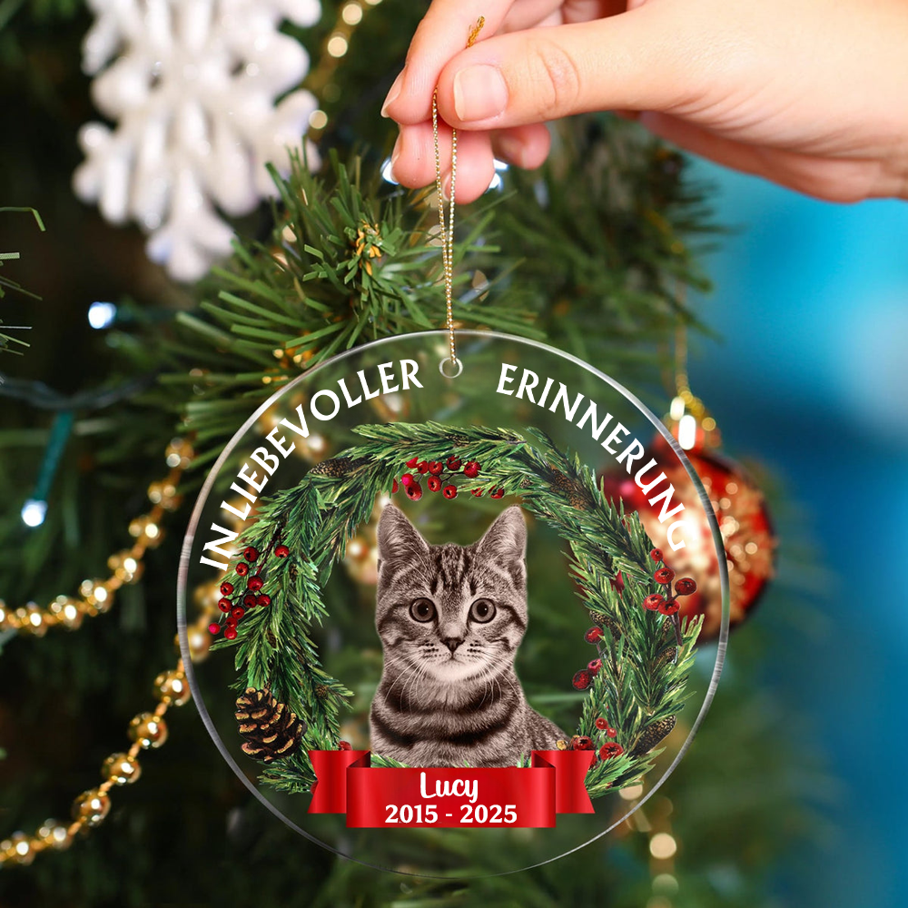In Liebevoller Erinnerung Personalisierter Acrylanhänger mit Foto Christbaumschmuck zur Trauer