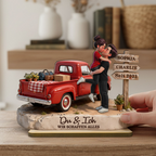 Paar und Wagen - Personalisierter Holzaufsteller mit Figuren und Text