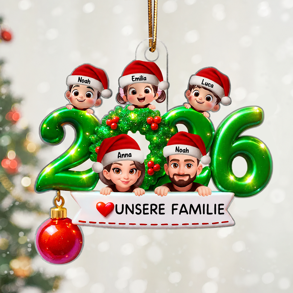 2025 Familie - Acrylornament mit Elten und Kinder Christbaumschmuck
