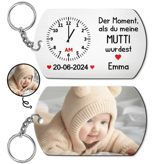 "Der Moment, als du mein..." Schlüsselanhänger mit Foto für Papa, Mama, Oma und Opa