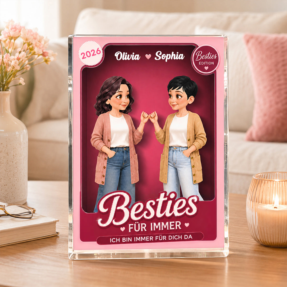 Personalisierter Acrylglas-Aufsteller – Besties für immer