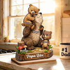 Papa Bär-Personalisierter Holzaufsteller mit Bärenmotiv