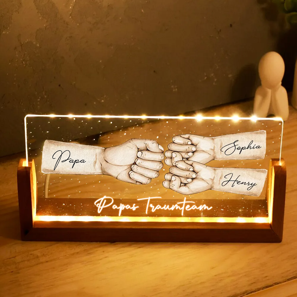 Fauststoß für Papa Personalisierte LED Nachtlicht mit U-Sockel