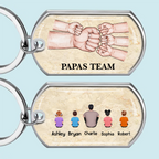 Papa und Kinder Fausstoß-Edelstahl-Schlüsselanhänger mit Expoxidharz