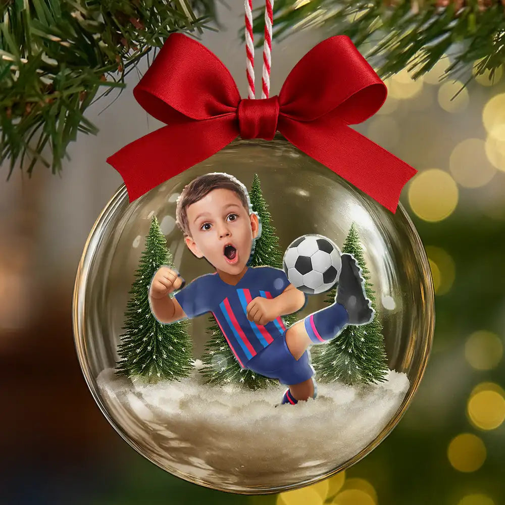 Personalisierte 3D-Acrylkugel mit Foto – Fußball-Motiv