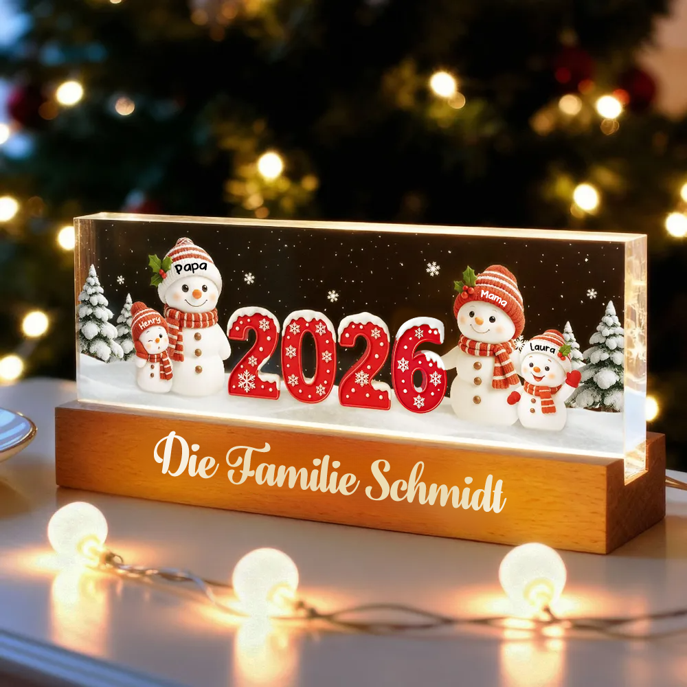 2025 Schneemanfamilie-Personalisiertes LED-Nachtlicht Weihnachtsgeschenk für Familie