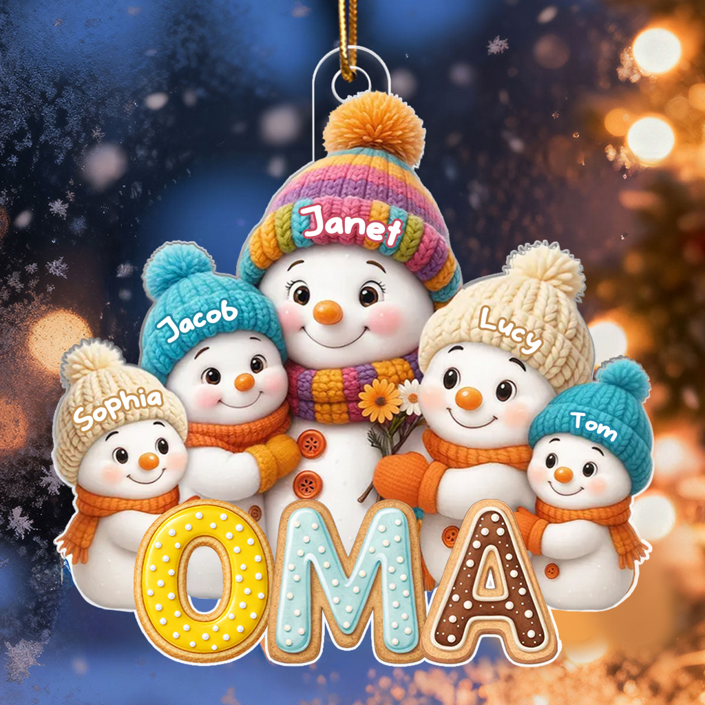 Personalisierter Acryl-Weihnachtsanhänger für Oma – Schneemann-Motiv mit Namen