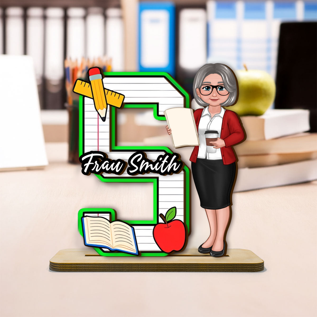 Lehrerin - Personalisierter Holzaufsteller mit Figur und Name