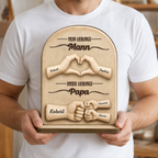 "Mein Lieblingsmann, Unser Lieblingspapa" Personalisierter Holzaufsteller mit Fausstoß
