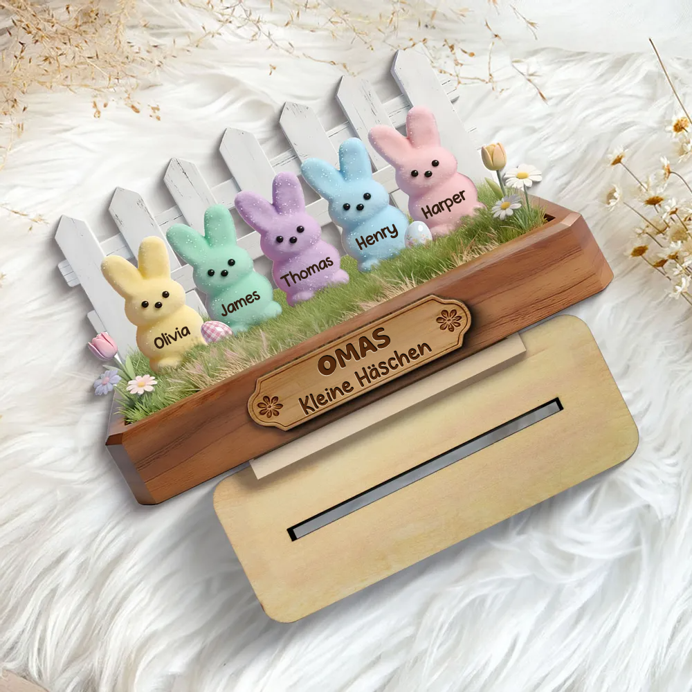 Personalisierter Holzaufsteller mit Hasen Geschenk für Oma