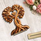 Personalisierter Holzaufsteller mit Herzbaum für Paar Jahrestagsgeschenk