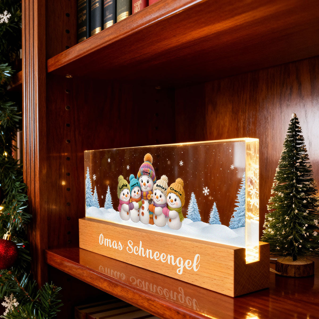 Personalisierte LED-Nachtlicht für Oma – Schneemann-Motiv mit Namen