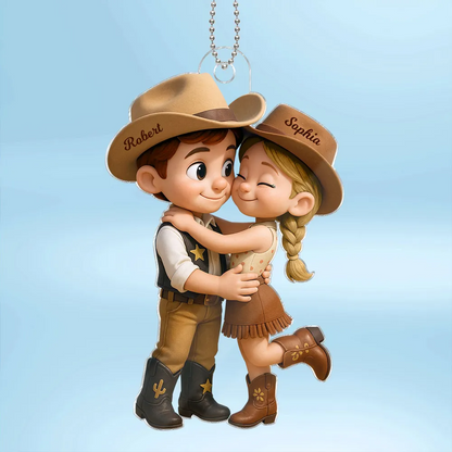 Cowboy Couple-Personalisierter Acrylanhänger mit Namen Geschenk für Paar