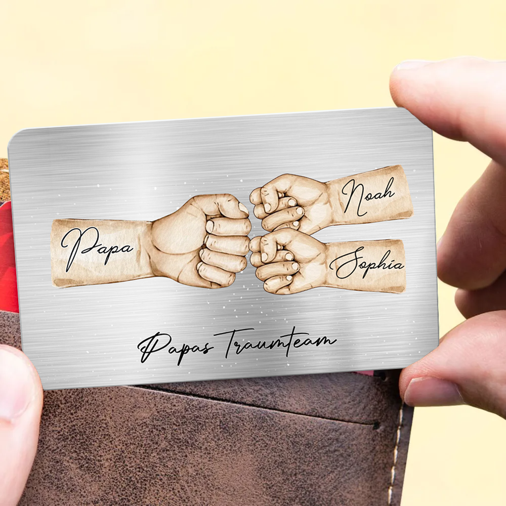 Personalisierter Geldbörsen-Karte mit Fausstoß Wallet Card für Papa