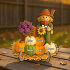 Vogelscheuche und Kürbissen Personalisierte Holztafel mit Namen