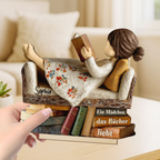 Personalisierter Holzaufsteller mit Namen für Bücherfans
