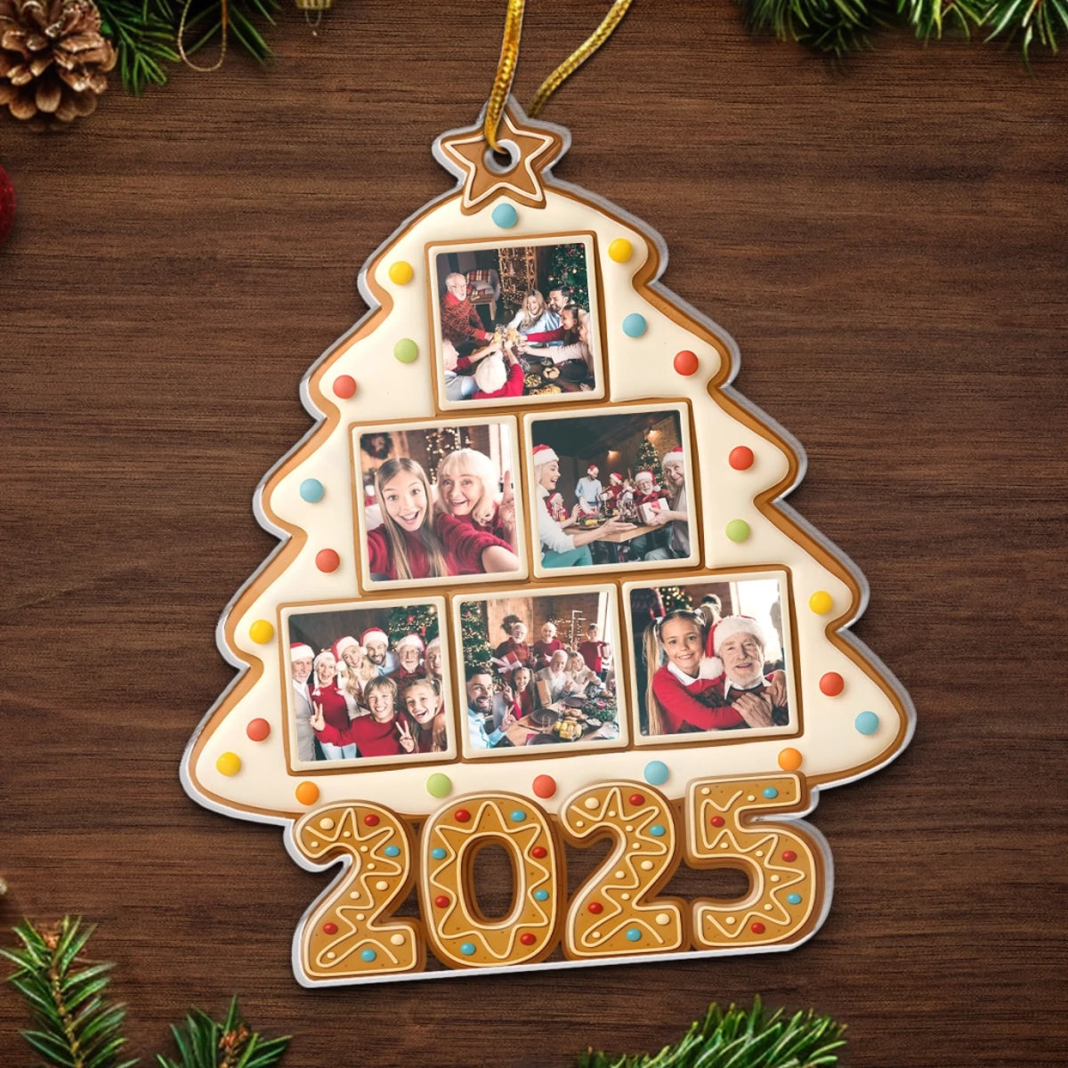2025-Keks-Foto-Baum Personalisierter Acrylanhänger mit Fotos Geschenk für Familie