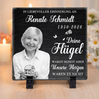 Personalisierte Schieferplatte mit Foto und Spruch zum liebevollen Gedenken Trauergeschenk
