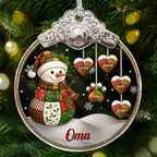 „Retro Schneemann“ Personalisierter Glasornament mit Silberkappe Christbaumschmuck für Oma