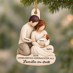 Personalisierter Holz-Weihnachtsanhänger – Unser erstes Weihnachten als Familie zu dritt