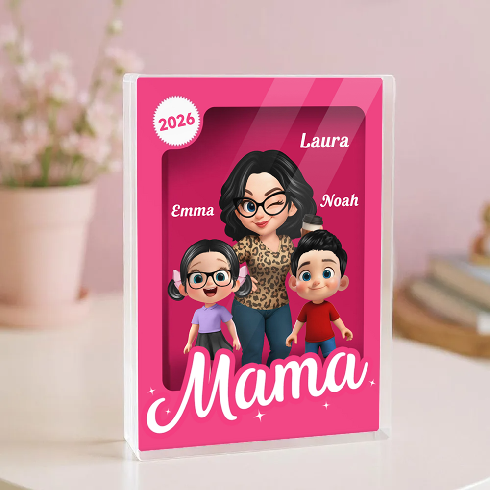 Frau und Kinder-Personalisierter Acrylblock mit eine Frau und 1-5 Kinder Geschenk für Mama und Oma
