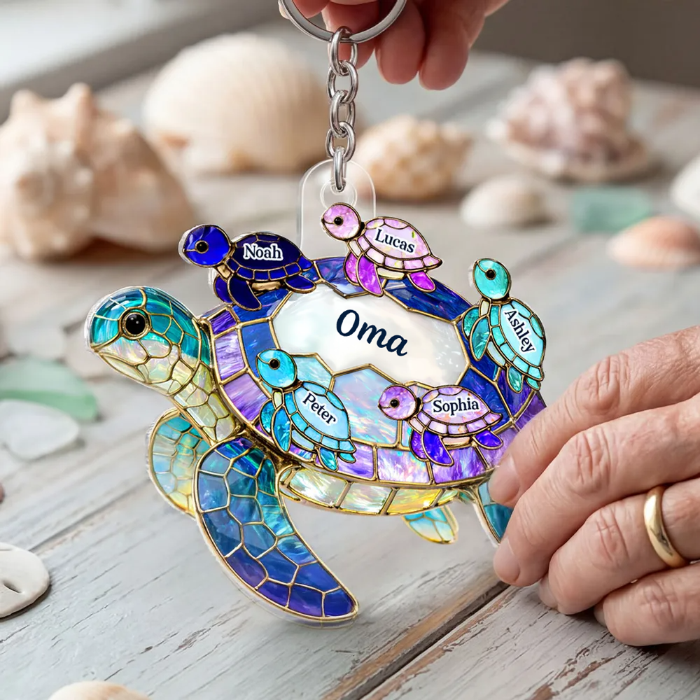Meeresschildkröten - Acrylschlüsselanhänger mit Namen Geschenk für Oma und Mama