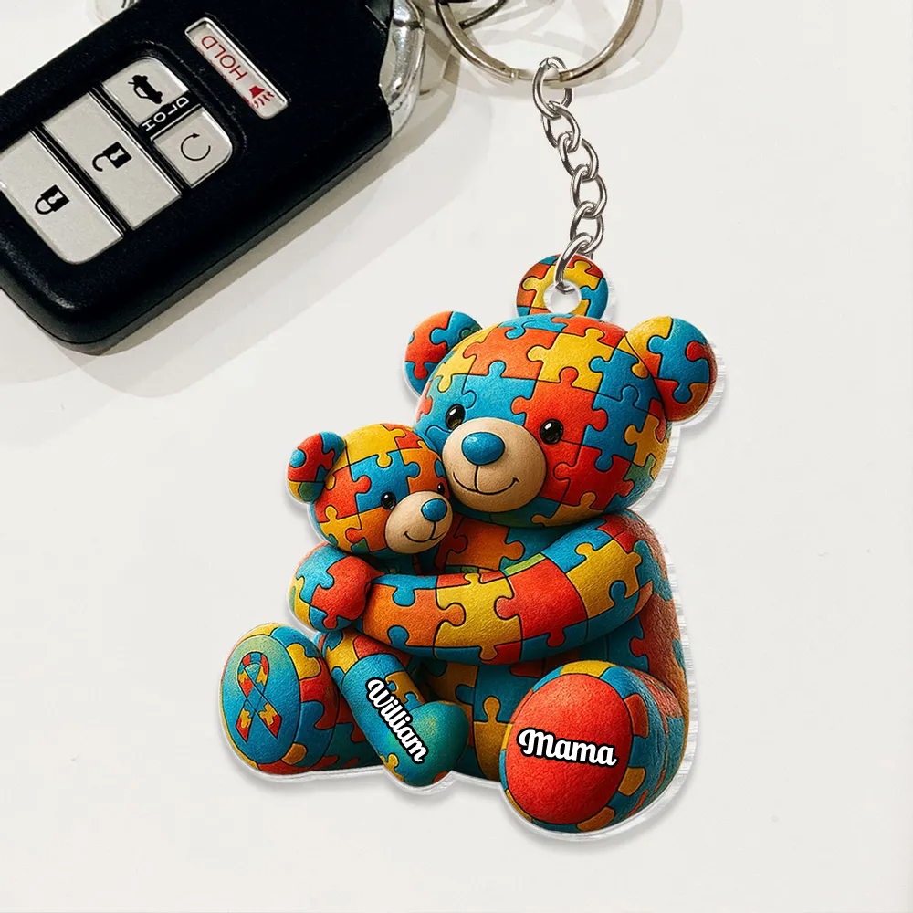 Bärenmama und Kind- Acrylschlüsselanhänger mit Namen