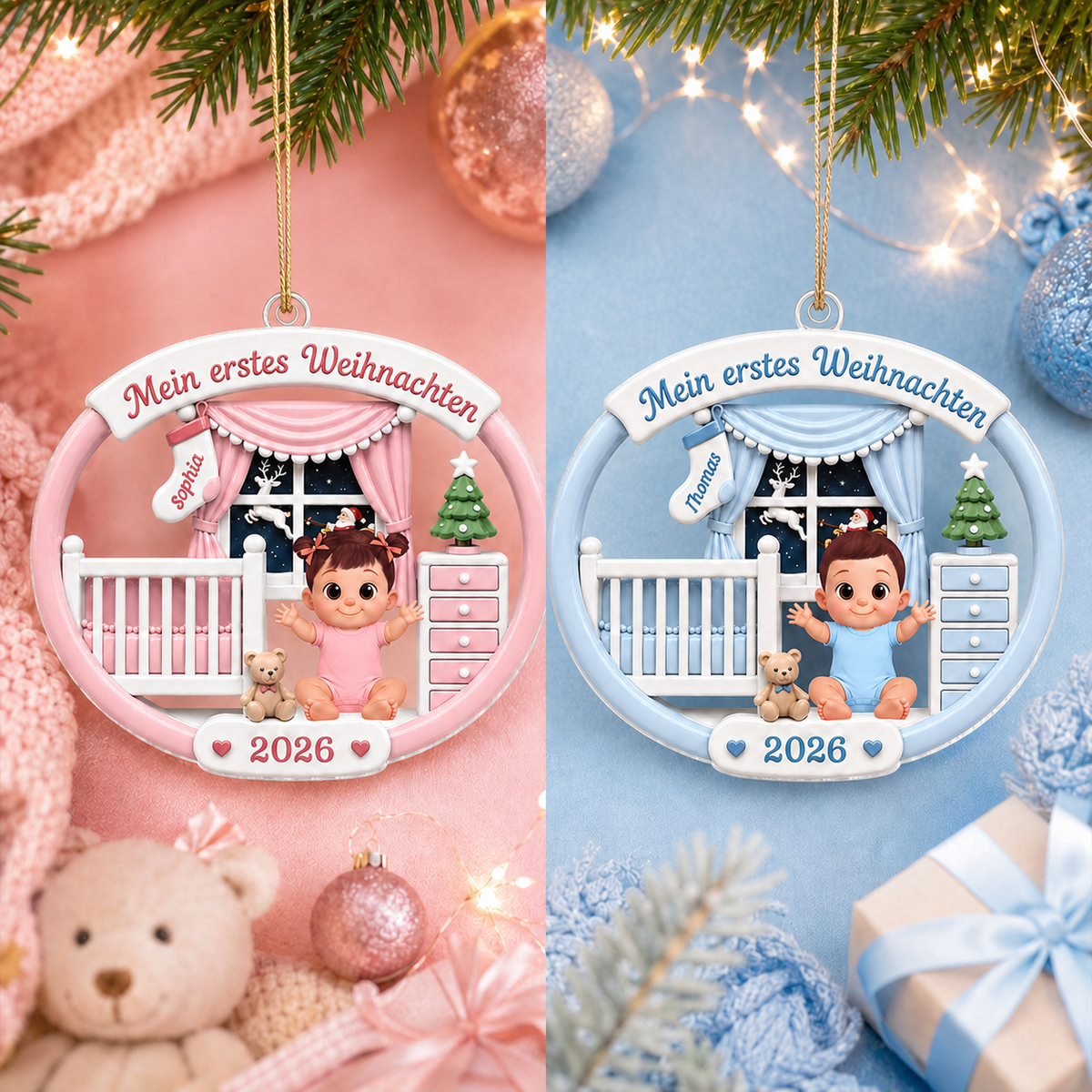 Personalisierter Acryl-Weihnachtsanhänger für Baby - Mein erstes Weihnachten