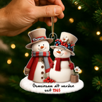 Personalisierter Acrylanhänger mit Schneemanfamilie Christbaumanhänger mit Namen und Text
