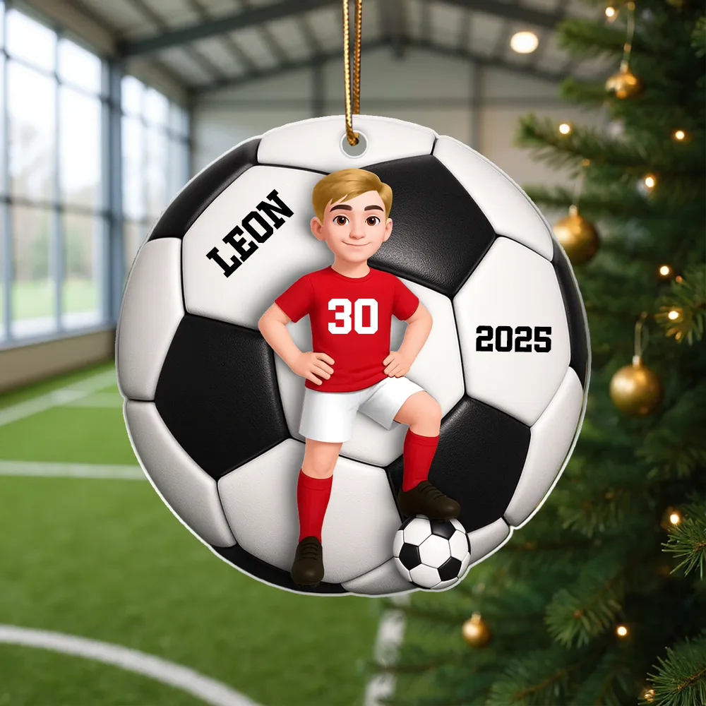 Personalisierter Acrylanhänger mit Fußballkind Geschenk für Junge und Mädchen