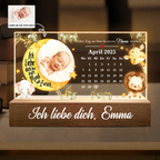 Baby auf dem Mond - Personalisiertes LED Lampe mit Foto und Kalender