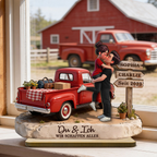 Paar und Wagen - Personalisierter Holzaufsteller mit Figuren und Text