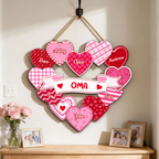 Personalisiertes Holzschild mit Herzen und Namen Geschenk für Oma