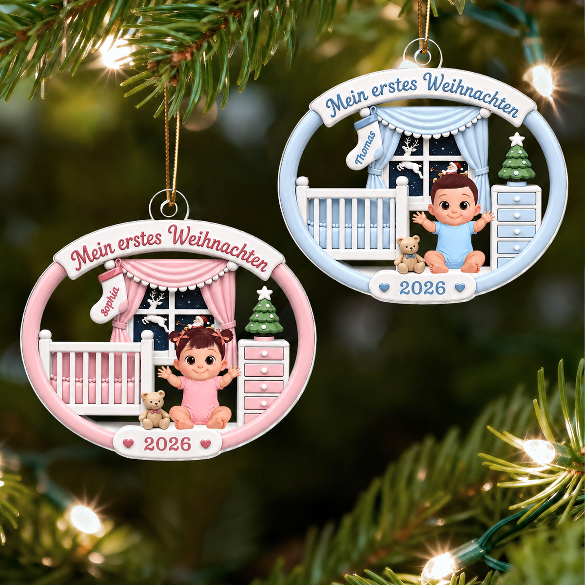 Personalisierter Acryl-Weihnachtsanhänger für Baby - Mein erstes Weihnachten