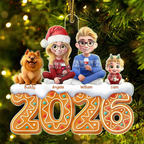 Personalisierter Acryl-Weihnachtsanhänger 2026 – Familie & Haustiere