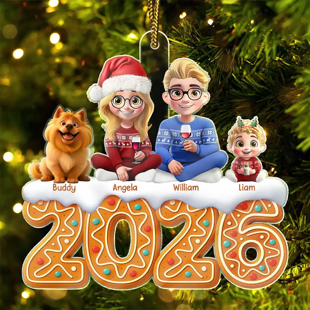 Personalisierter Acryl-Weihnachtsanhänger 2026 – Familie & Haustiere