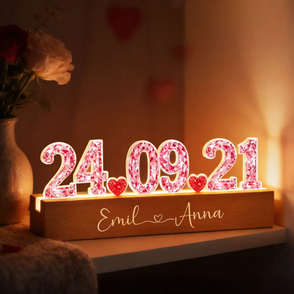 Jahrestag-Personalisierte LED-Nachtlicht mit Kristalleffekt Geschenk für Paar