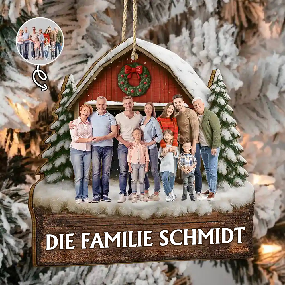 Personalisierter Holz-Weihnachtsanhänger mit Foto und Text