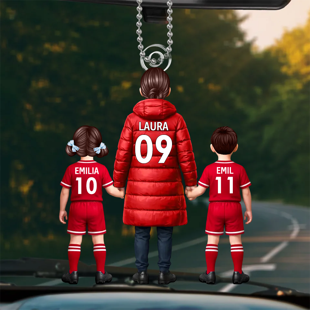 Fußballmama und Kinder-Personalisierter Acrylanhänger´mit Trikots