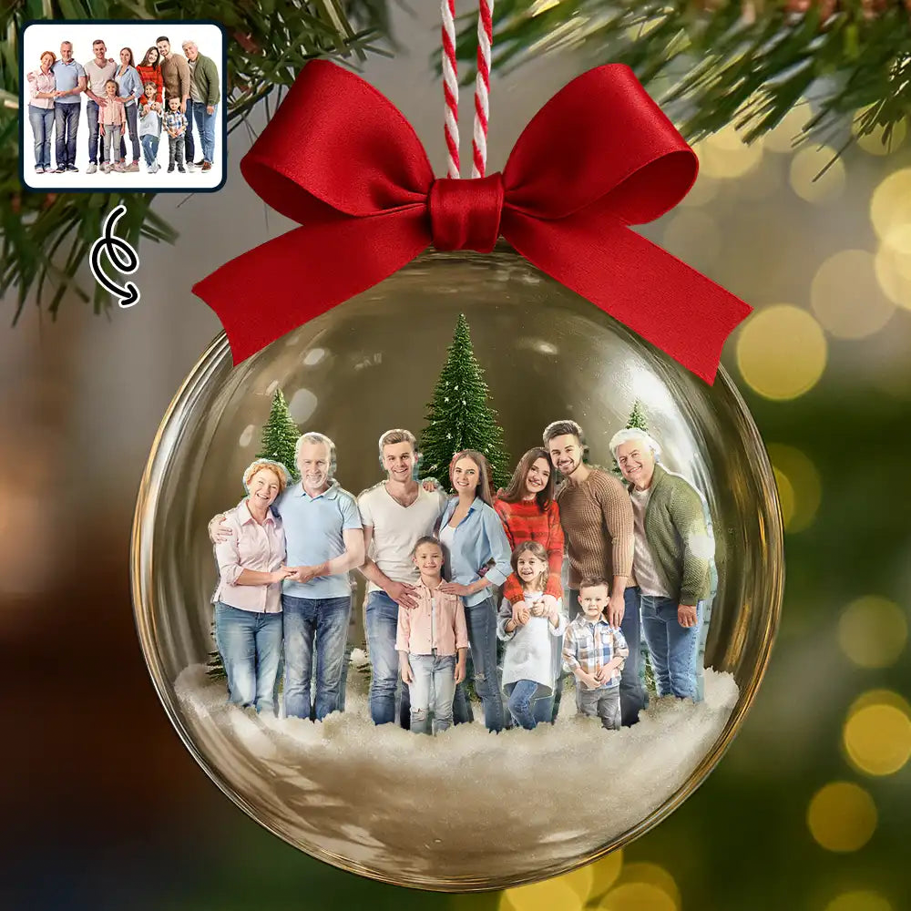 Personalisierte 3D-Acrylkugel – Weihnachtsanhänger mit Foto