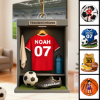 Fußball/Basketball und Trikot- Personalisierter Acrylanhänger mit Namen und Farbe