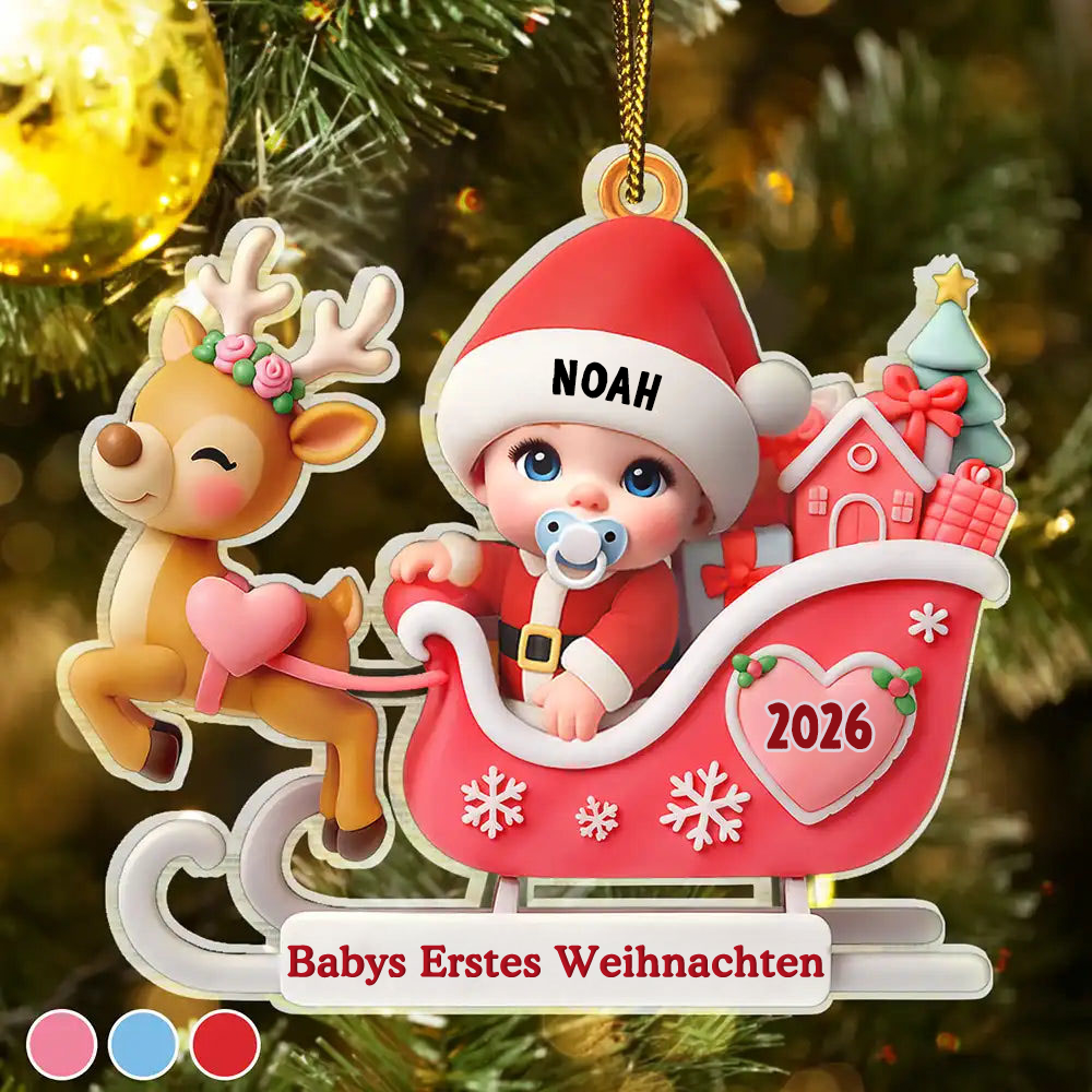 Babys Erstes Weihnachten - Personalisierter Christbaumschmuck mit Name und Jahr