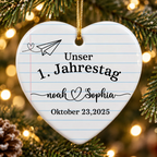 Personalisierter Keramik-Anhänger mit Namen – Unser 1. Jahrestag